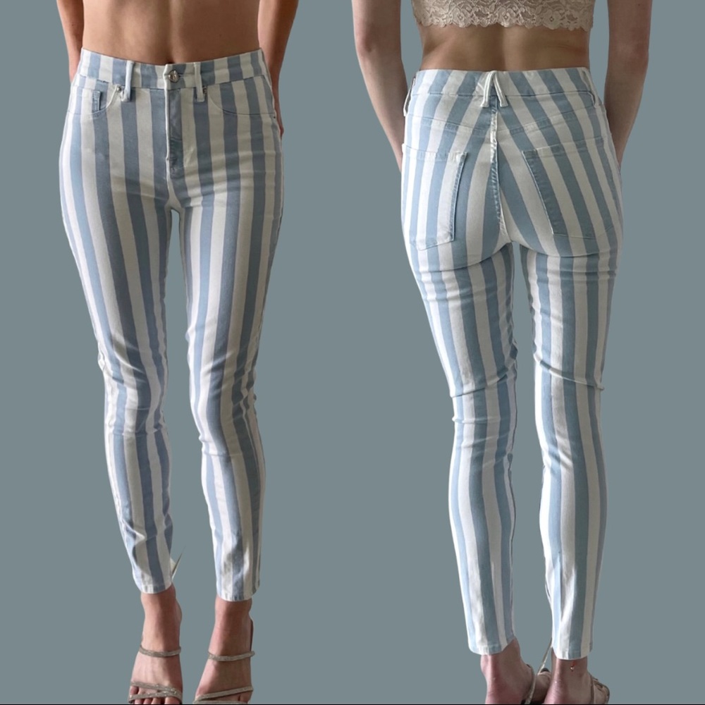 Good American Good Legs Crop Striped Jeans Size 2